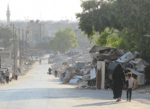 Lo que quedaba de una calle de Alepo en agosto. Crédito: Shelly Kittleson/IPS