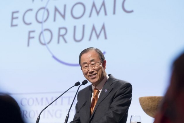 El secretario general Ban Ki-moon en el Foro Económico Mundial en Davos, Suiza, el 23 de enero. Crédito: Mark Garten/ONU