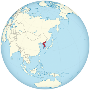 Las Coreas en el globo. Crédito: TUBS / CC BY-SA 3.0 via Wikimedia Commons