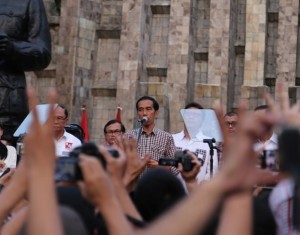 El presidente indonesio, Joko Widodo, durante una manifestación en el día de las elecciones, el 9 de julio de 2014, en Yakarta. Crédito: Sandra Siagian/IPS