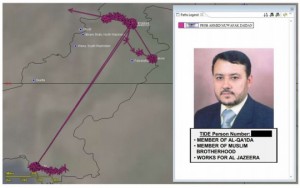Un cuadro de una presentación en PowerPoint de la NSA, fechado en junio de 2012, tiene la foto, el nombre y el número de identificación en una lista de vigilancia terrorista de Ahmad Muaffaq Zaidan, a quien clasifica como "miembro de Al-Qaeda" y de la Hermandad Musulmana. También señala que "trabaja para Al Jazeera." Cortesía de The Intercept