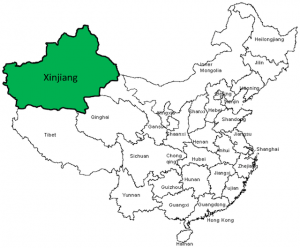 La Región Autónoma Uigur de Sinkiang se encuentra en el oeste de China, a más de 3.000 km de Beijing. Crédito: futureatlas.com/CC-BY-2.0