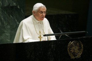 Benedicto XVI fue el tercer papa en hablar ante la Asamblea General de la ONU, en 2008.