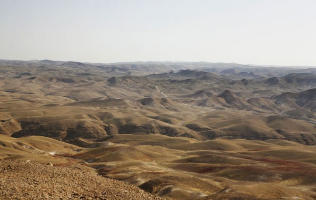 El paisaje ondulado de Cisjordania del sur visto desde el campamento de Rashayda, a lo largo de la Ruta de Abrahán. Crédito: Silvia Boarini / IPS