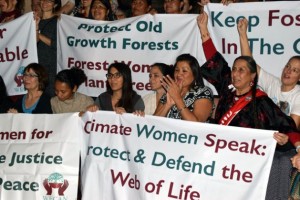 Las mujeres en la COP21 levantan la bandera por la equidad de género en los acuerdos climáticos. Crédito: Stella Paul / IPS