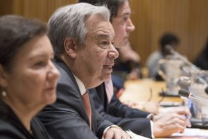 El secretario general de la ONU, António Guterres, detalló frente a la Asamblea General sus prioridades para 2018. Crédito: Eskinder Debebe/UN Photo.