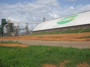 La planta de Granol produce salvado de soja y biodiesel, al lado de una carretera. El ferrocarril es su principal vía de exportación, pero está del otro lado del rio Tocantins, exigiendo transporte por camiones hasta los trenes por unos 60 kilómetros. Crédito: Mario Osava/IPS