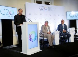 Sergio Bergman durante la apertura del Grupo de Trabajo de Sustentabilidad Climática del G20 que busca formular estrategias para alcanzar el objetivo del Acuerdo de París.