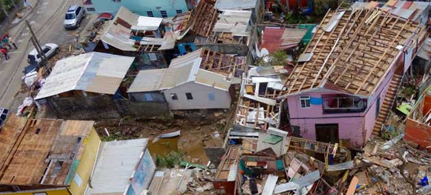 Muestra del desastre que dejo a su paso en Dominica el huracán María, de categoría 5. Crédito: UN Photo