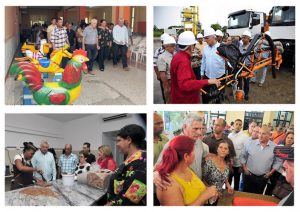 Collage de cuatro imágenes que muestra al presidente cubano Miguel Díaz-Canel junto a diferentes grupos de personas con las que interactuó durante sus recientes recorridos por centros económicos y sociales de La Habana, tras asumir el cargo el 19 de abril. Crédito: Estudios de la Revolución/Cubadebate