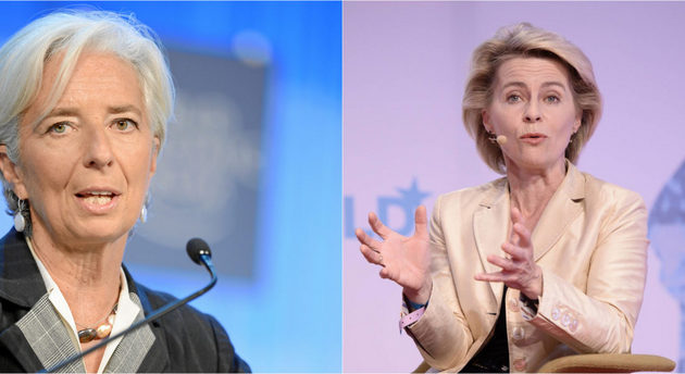 La francesa Christine Lagarde (I) y la alemana Ursula von der Leyen, designadas como próximas presidentas del Banco Central Europeo (BCE) y de la Comisión Europea, el gobierno de la Unión Europea. Crédito: Telesur