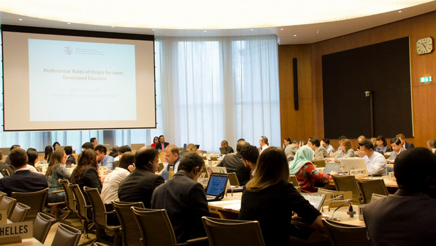 Uno de los foros del Grupo de Negociaciones sobre las Normas, en la sede de la OMC en Ginebra, que en septiembre debe afrontar el espinoso tema del acuerdo sobre las subvenciones de la pesca. Crédito: OMC