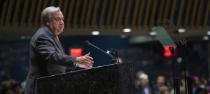 El secretario general de la ONU, António Guterres, presenta su informe anual sobre la labor de la Organización antes de la apertura del 74 Debate General de la Asamblea General. Crédito: Cia Pak/ONU