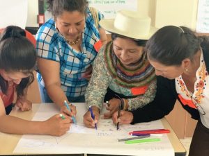 Un grupo de mujeres ecuatorianas planifican acciones de participación política. Crédito: PNUD Ecuador