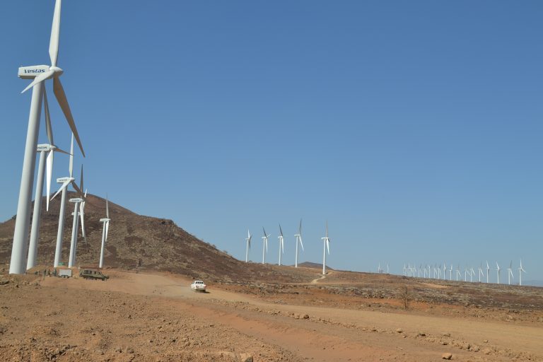 El parque eólico del lago Turkana, en Kenia, inaugurado en julio, genera 300 MW. Crédito: Isaiah Esipisu / IPS