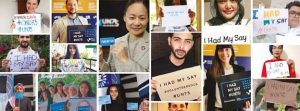 “Yo tenía mi opinión”, rezan carteles de jóvenes durante un encuentro virtual sobre “El futuro que queremos” para la ONU. Captura: Naciones Unidas