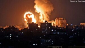 Ataque israelí contra Gaza la noche del 11 de mayo. Foto: Ho Han/ Flickr-Twitter