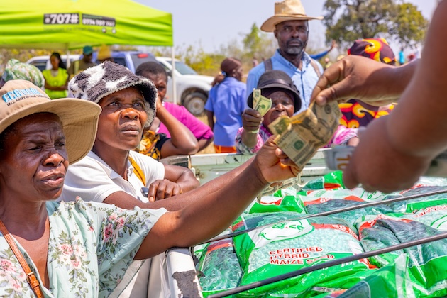 Mujeres agricultoras compran semillas a precios rebajados durante una feria de semillas en Masvingo, Zimbabue. Imagen: Farai Shawn Matiashe / IPS